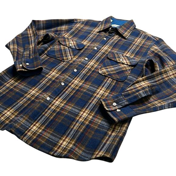 Vintage St. John’s Bay Wool Plaid Shirt Jacket Lined Sz Large 100% Virgin Wool - Picture 2 of 10